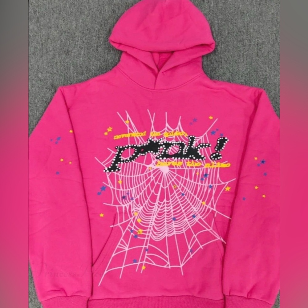 Pink Hoodie with Spider Web Design